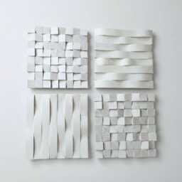Off-White Wood Wall Art, Set Of 2, 3D Geometric Sculpture - thumbnail 3