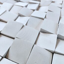 Off-White Wood Wall Art, Set Of 2, 3D Geometric Sculpture - thumbnail 4