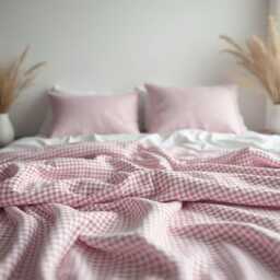 Pink Small Gingham Cotton 1 Duvet Cover Checkered Comforter Set Cozy Bedroom Decor Duvet - thumbnail 3