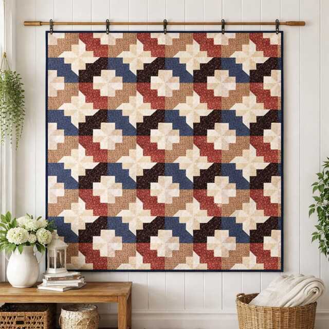 Pinwheel Garden Quilt Pattern - Floral Patchwork Throw - PDF Download - image 1