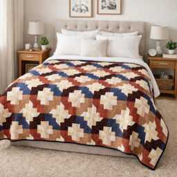 Pinwheel Garden Quilt Pattern - Floral Patchwork Throw - PDF Download - thumbnail 3