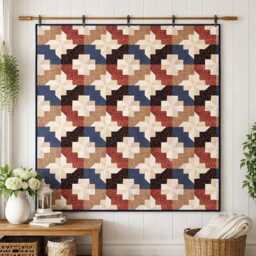 Pinwheel Garden Quilt Pattern - Floral Patchwork Throw - PDF Download - thumbnail 1