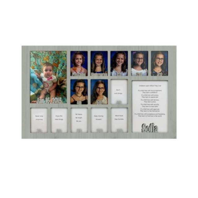 School Years Picture Insert - No Frame - Personalized With Any Name & Date 10 Color Choices Graduation Frame 12x20 Light Gray - image 1