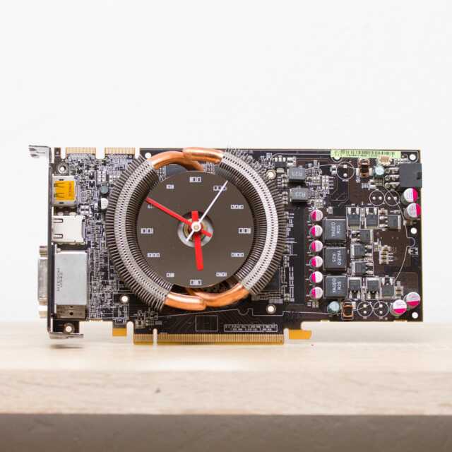 Desk Clock For Geeky Office - Recycled Black Graphics Card - image 1