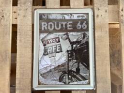 "Hanging Vintage Style Metal Sign Black & White Classic ""Route 66" - thumbnail 1