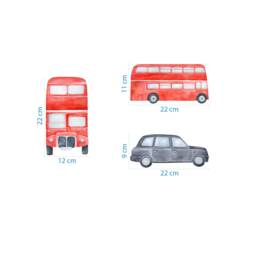 London Wall Stickers Red Bus & Black Cab Nursery Decor - Pack Of 15 - thumbnail 2