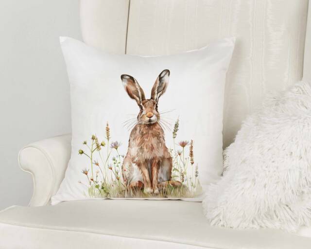 Spring Hare Cushion, Wildlife Home Decor Pillow, Gift For Lovers - image 1