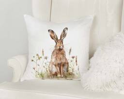 Spring Hare Cushion, Wildlife Home Decor Pillow, Gift For Lovers - thumbnail 1