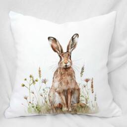 Spring Hare Cushion, Wildlife Home Decor Pillow, Gift For Lovers - thumbnail 2