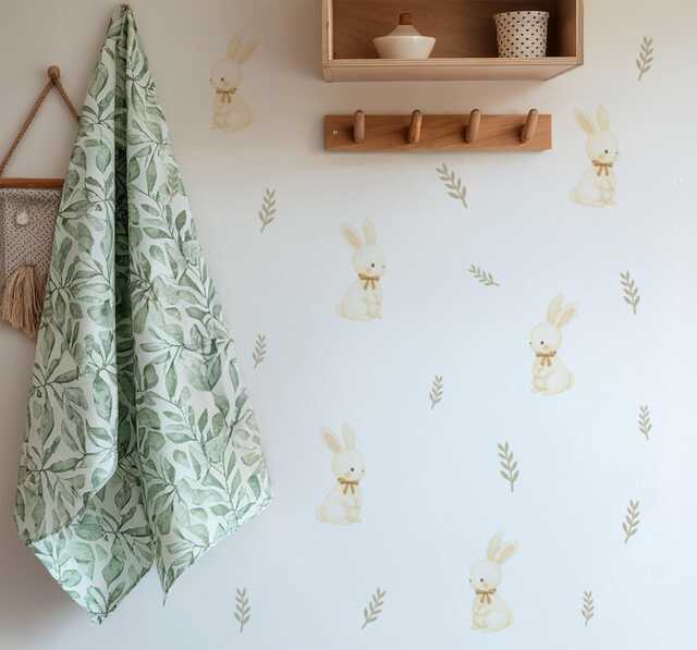 Sweet Bunny & Leaf Nursery Wall Stickers - image 1
