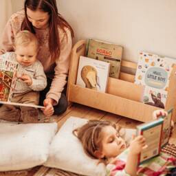 Small Montessori Bookshelf For Toddler Reading Corner, Wooden Front-Facing Book Display - thumbnail 2