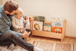 Small Montessori Bookshelf For Toddler Reading Corner, Wooden Front-Facing Book Display - thumbnail 1