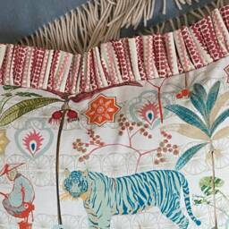 Tiger Blue Designer Fabric Totty Red & Pink Frilled Cushion Cover 45cm Made To Order - thumbnail 2
