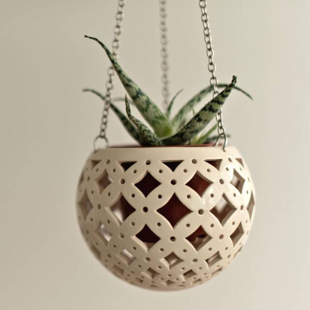 Moroccan Hanging Planter Geometric Ceramic Plant Pot Or Candle Holder - image 1