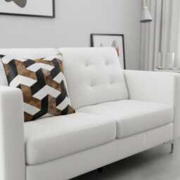Brown Black Geometric Cowhide Cushion 50x50 - thumbnail 4