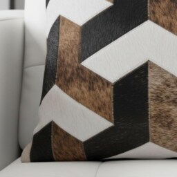 Brown Black Geometric Cowhide Cushion 50x50 - thumbnail 3