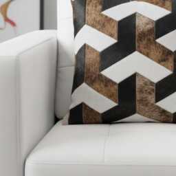 Brown Black Geometric Cowhide Cushion 50x50 - thumbnail 2