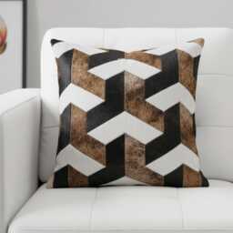 Brown Black Geometric Cowhide Cushion 50x50
