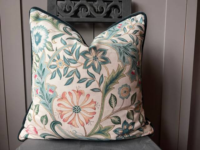 William Morris Wilhelmina Luxury Designer Fabric Vintage Blue Floral Cushion Pillow Cover - image 1