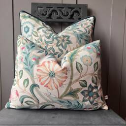 William Morris Wilhelmina Luxury Designer Fabric Vintage Blue Floral Cushion Pillow Cover - thumbnail 2