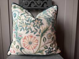 William Morris Wilhelmina Luxury Designer Fabric Vintage Blue Floral Cushion Pillow Cover - thumbnail 1