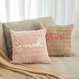 Custom Name Pillowcase Embroidered Chenille Lumbar Cover Throw Cushion Anniversary Gift Mother's Day Only - thumbnail 4