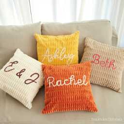 Custom Name Pillowcase Embroidered Chenille Lumbar Cover Throw Cushion Anniversary Gift Mother's Day Only - thumbnail 2