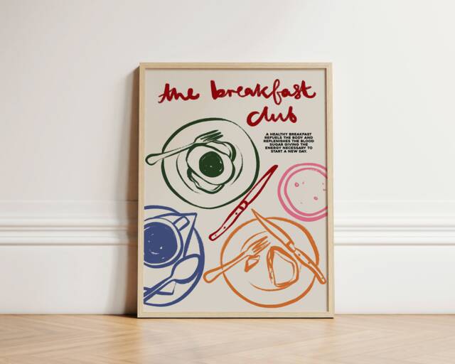 Breakfast Club Print, Cafe Poster, Kitchen Wall Art, Decor, Aesthetic Apartment Trendy Unframed - image 1