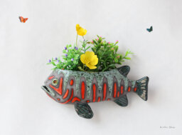 Handmade Ceramic Fish Wall Vase Home Garden Decor - Made To Order