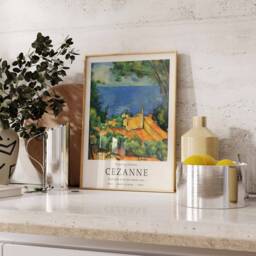 Paul Cezzane Exhibition Print, L'estaque With Red Roofs, Art Poster, Landscape & Scenery Decor, Gift, Floral Wall - thumbnail 2