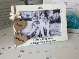 Handcrafted Personalised Daddy Son Daughter Photo Picture Frame Keepsake Birthday Gift Fathers Day Any Wording 6x4 - thumbnail 1