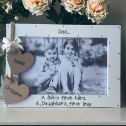 Handcrafted Personalised Daddy Son Daughter Photo Picture Frame Keepsake Birthday Gift Fathers Day Any Wording 6x4 - thumbnail 3
