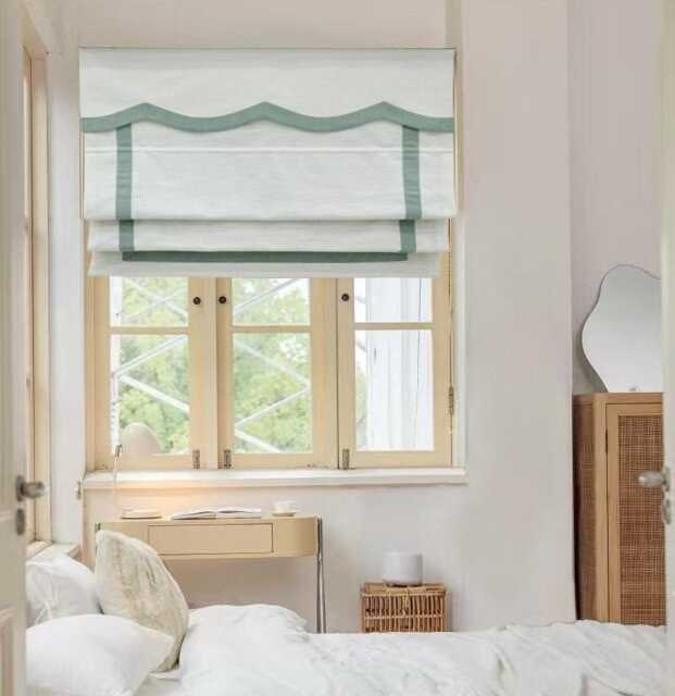 85 Colors Custom Roman Shades With Waved Valance, Shade With Chain System, Window Blind, Cotton Blend Roman Blind Border Trim - image 1