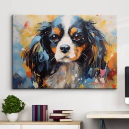 Cavalier King Charles Spaniel Crown Dog Pet Abstract Modern Painting Wall Art, Framed Canvas Poster Print, Home Kitchen Office Room Decor - thumbnail 1