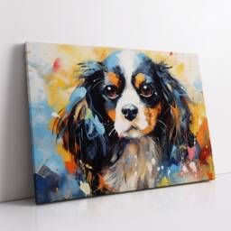 Cavalier King Charles Spaniel Crown Dog Pet Abstract Modern Painting Wall Art, Framed Canvas Poster Print, Home Kitchen Office Room Decor - thumbnail 2