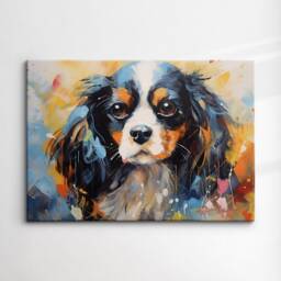 Cavalier King Charles Spaniel Crown Dog Pet Abstract Modern Painting Wall Art, Framed Canvas Poster Print, Home Kitchen Office Room Decor - thumbnail 3