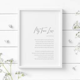 My True Love Print - Sir Philip Sidney Poem Romantic Wall Art Wedding Or Anniversary Gift Marriage Ceremony Reading Unframed - thumbnail 1