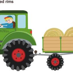 Tractor With Trailer Large Wall Decal, Customizable - Farm-Themed Children's Room Sticker Hand-Drawn, Made in Germany - thumbnail 4