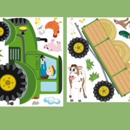 Tractor With Trailer Large Wall Decal, Customizable - Farm-Themed Children's Room Sticker Hand-Drawn, Made in Germany - thumbnail 2