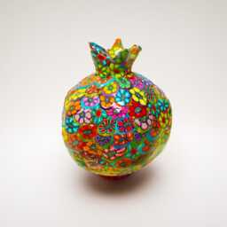 Polymer Clay Pomegranate Artwork Vibrant Jewish Symbol Art - thumbnail 1