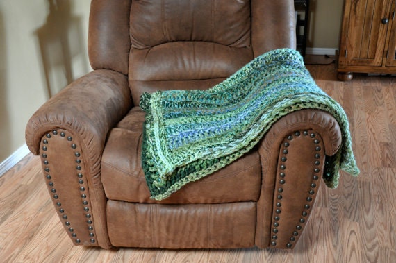 Handmade Crochet Throw Blanket Forest Stream Design - 50x70 - image 1