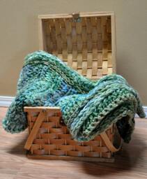 Handmade Crochet Throw Blanket Forest Stream Design - 50x70 - thumbnail 2