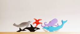 Wooden Sea Animal Toy Set Waldorf Montessori Toys - thumbnail 1