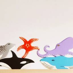 Wooden Sea Animal Toy Set Waldorf Montessori Toys - thumbnail 2