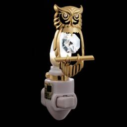 24K Gold Plated Owl Handcrafted Luxury Night Light Decorated Swarovski Crystals Bedroom Bathroom Kids Room Kitchen Gift Premium Decor - thumbnail 2