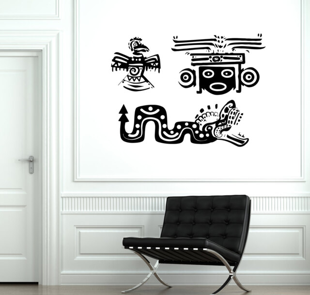 Wall Decal Indian Mexican Animal Ornament Cool Mural Vinyl 1854Dz - image 1