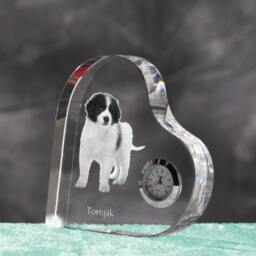 Tronjak - Crystal Clock in The Shape Of A Heart With Image Pure-Bred Dog - thumbnail 2