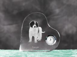 Tronjak - Crystal Clock in The Shape Of A Heart With Image Pure-Bred Dog - thumbnail 1