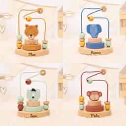 Trixie Motor Skills Loop Personalized With Name, Motifs Fox, Lion, Tiger, Mouse, Dino, Rabbit, Monkey, Polar Bear & Elephant, Baby Gift - thumbnail 4