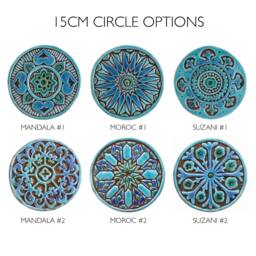 35 Turquoise Ceramic Tile Circles, Outdoor Wall Art Decor - thumbnail 3